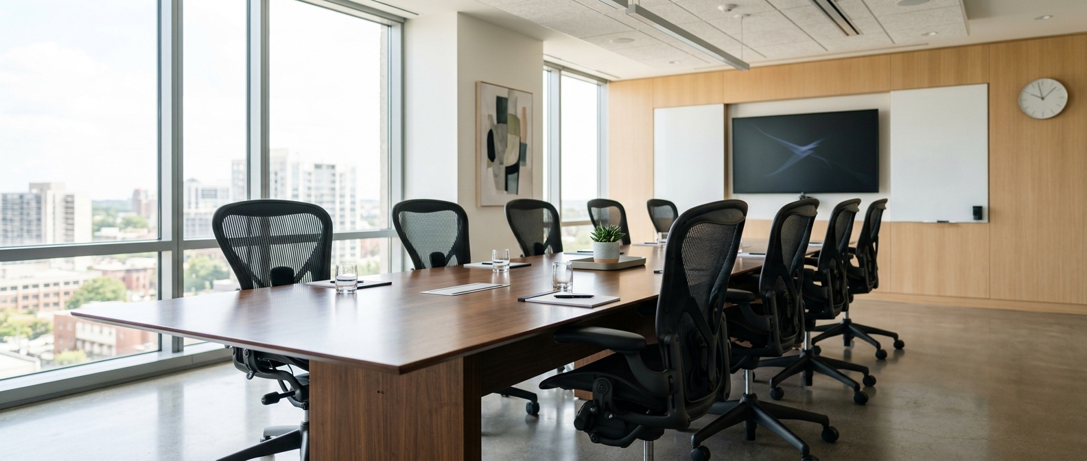 Conference chairs in a modern meeting room