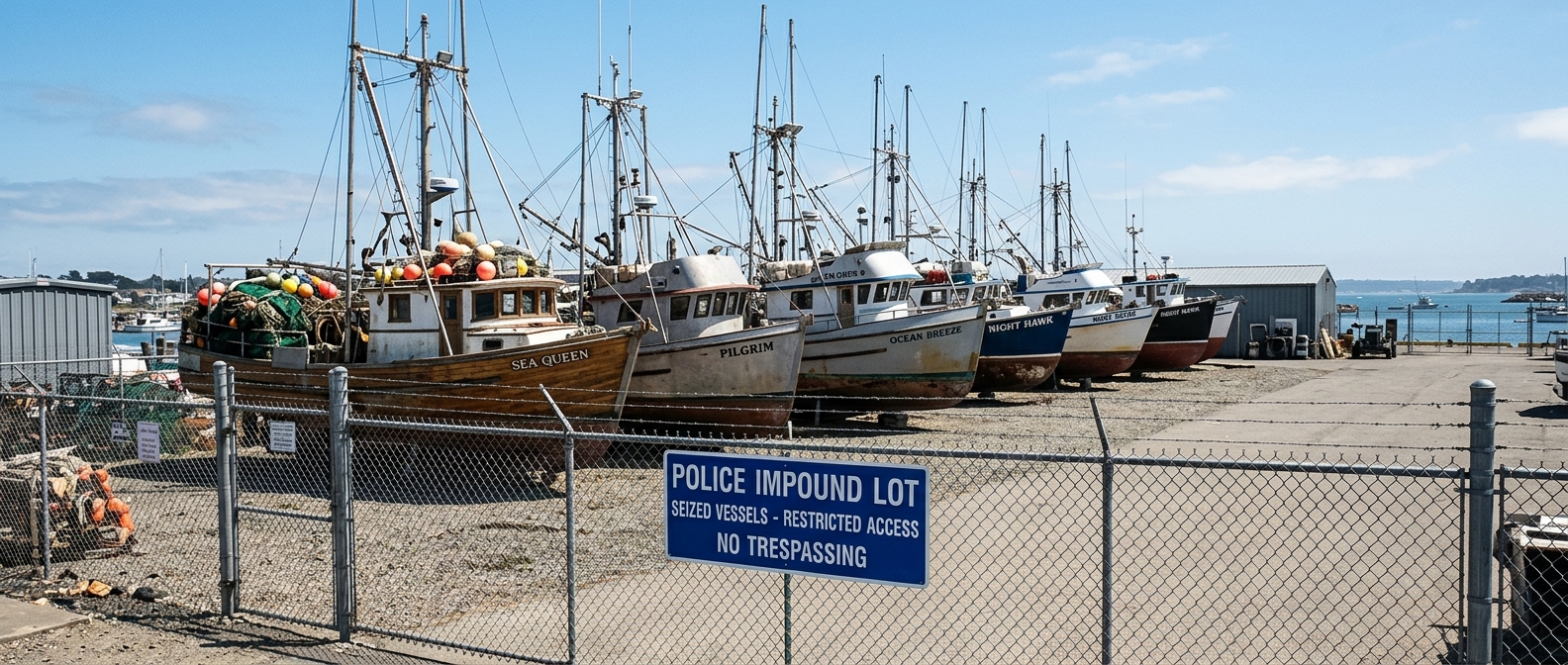 Impounded fishing boats at auction