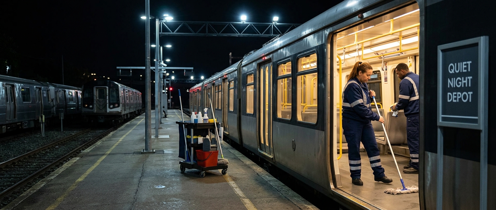 Night shift train cleaning in Germany