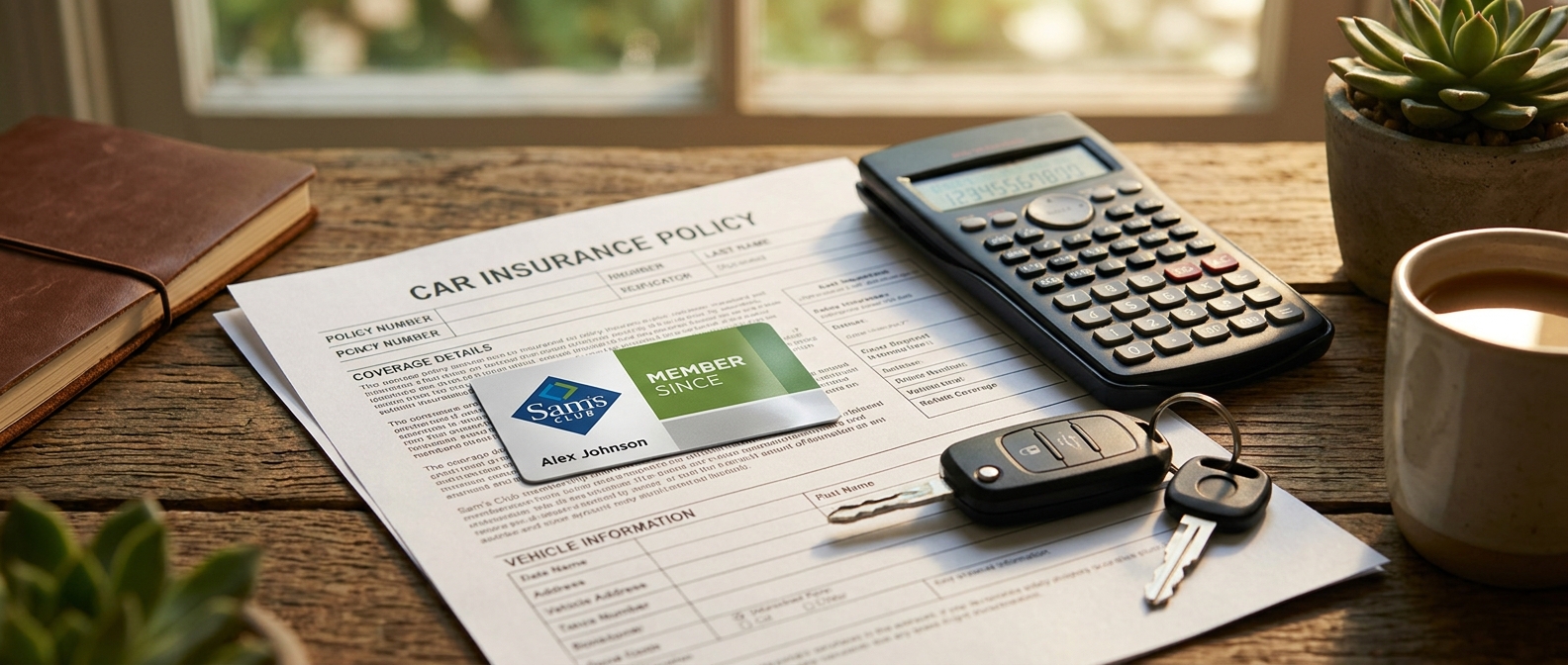 Sam's Club membership card and auto insurance savings