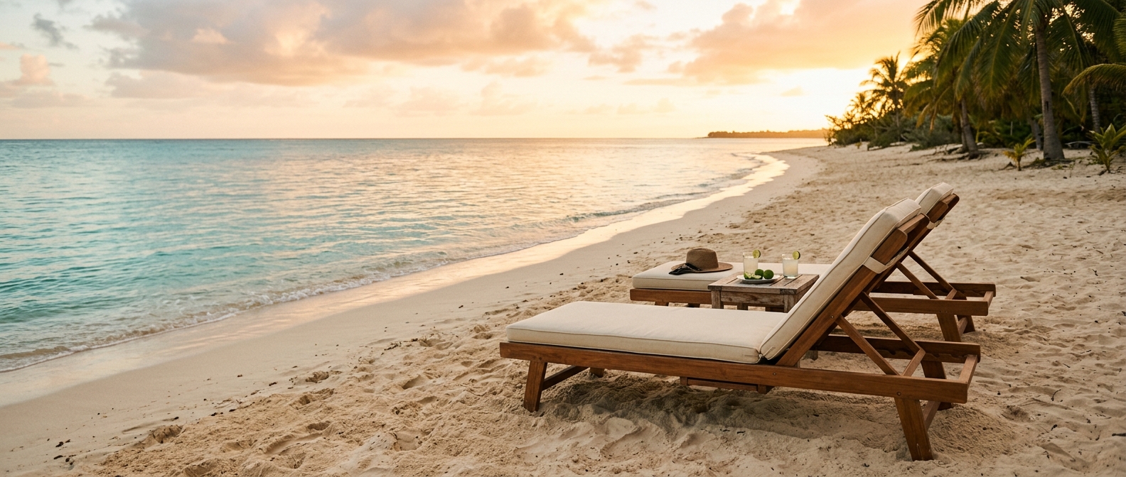 Adults-only beach with couples relaxing