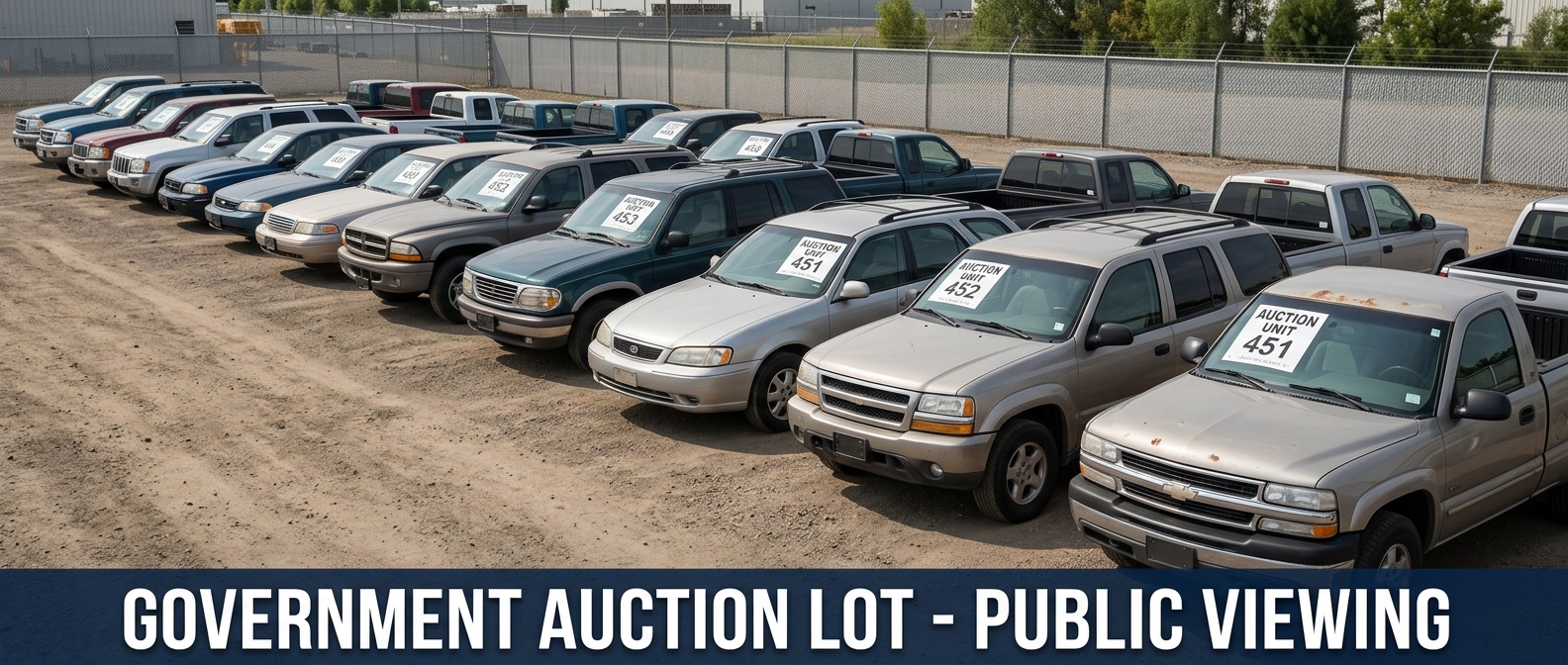 Seized cars for sale at auction lot